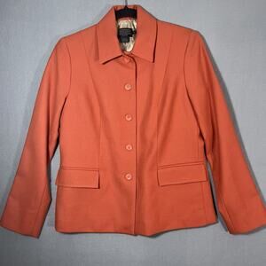 Pendleton 100% Virgin Wool Lined Jacket Blazer‎ Coat Melon Orange 4 Petite